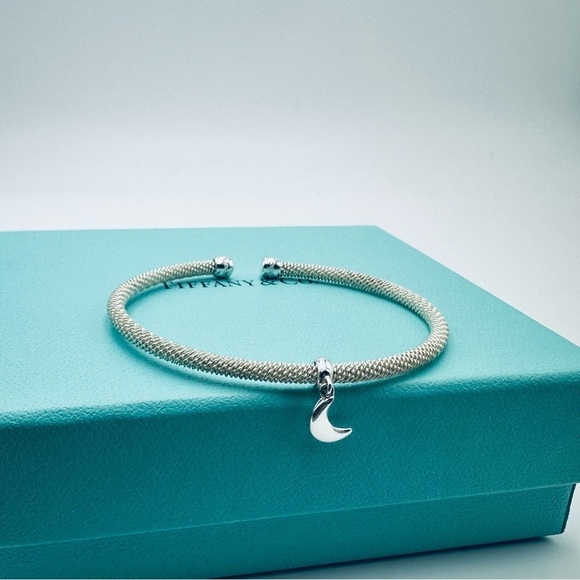 RARE Tiffany & Co. Somerset Mesh Moon Cuff Bracelet in Silver Original Packaging